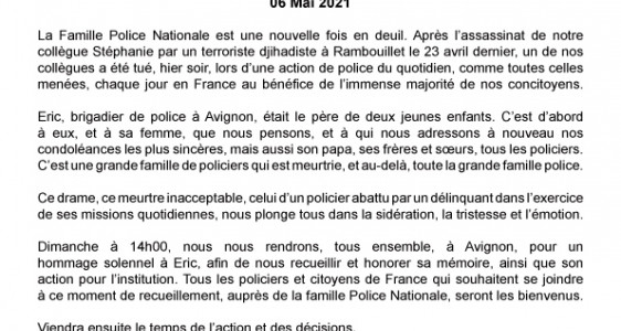 Avignon: La Famille Police Nationale est une nouvelle fois en deuil